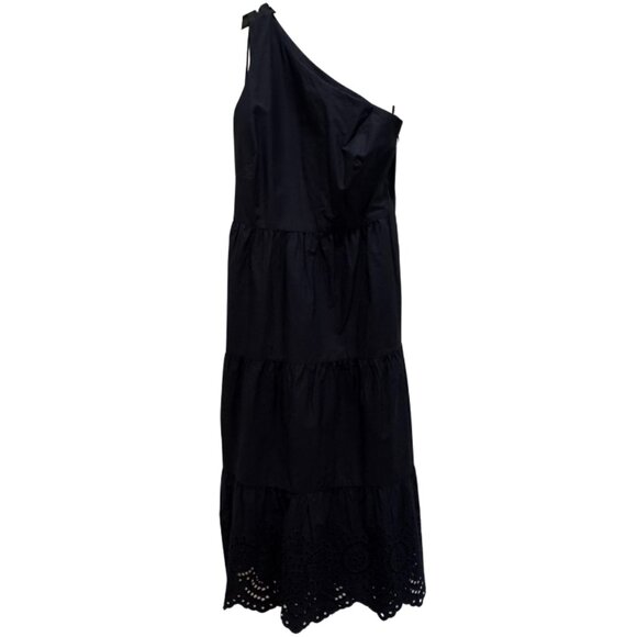 Gap Navy One Shoulder Eyelet Hem Midi Dress 0P NEW - Picture 3 of 10